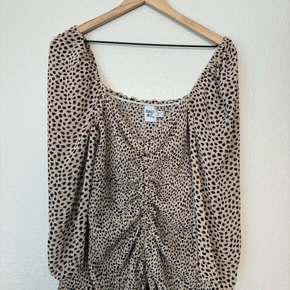 Princess Polly Women Brown Leopard Mini Dress Longsleeve Ruffle Cocktail Size 8 - Picture 4 of 7